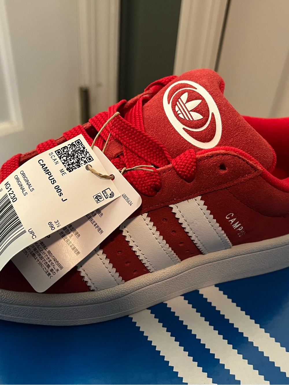 Adidas Kids Campus 00 Scarlet Suede Sneaker